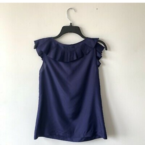 Ann Taylor Ruffle Blouse in Blue & Green - Picture 5 of 6